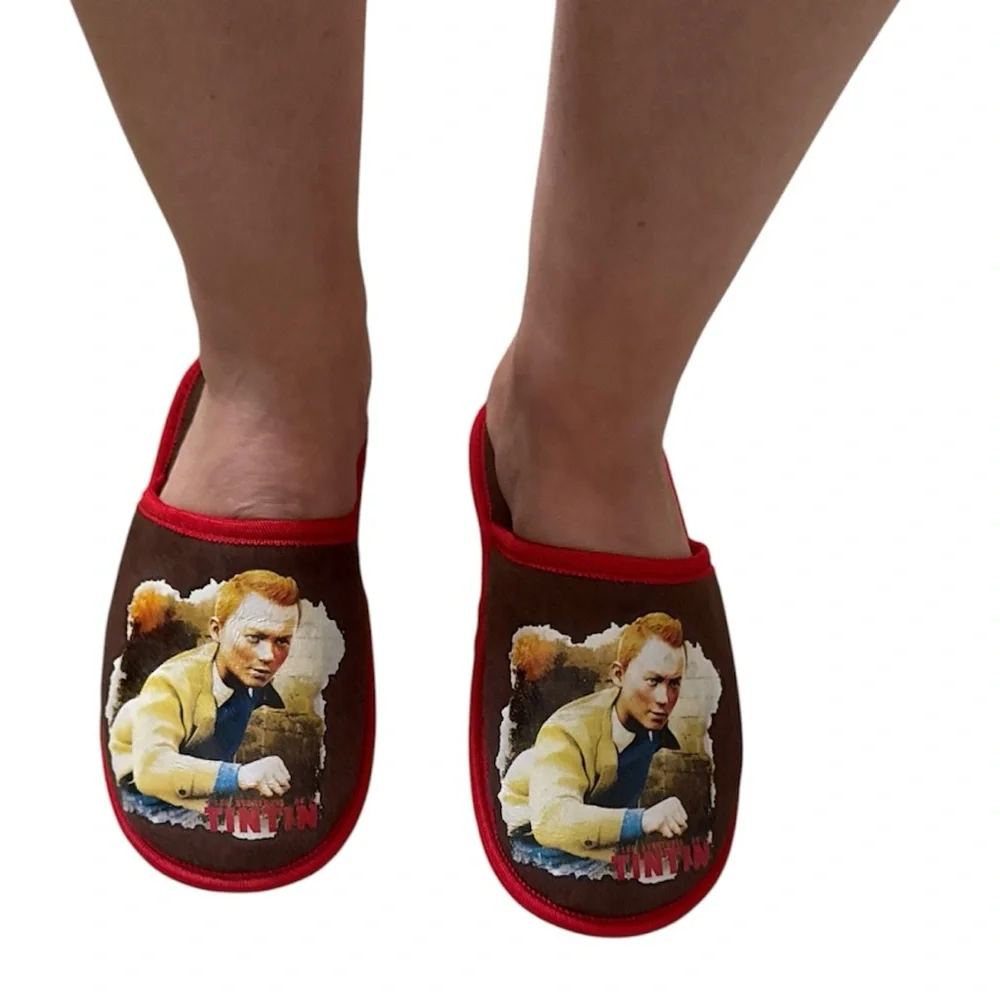 Tintin Brown & Red Women Slip-On Slippers women size 35